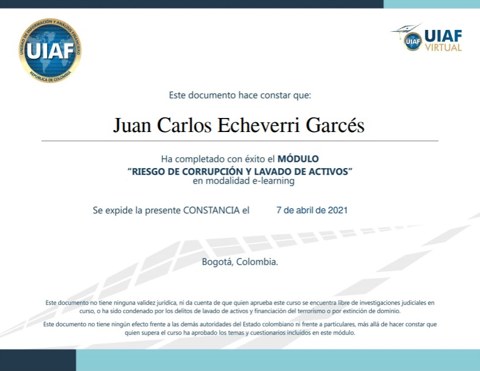 Riesgo de corrupción y lavado de activos — Juan Carlos Echeverri Garcés